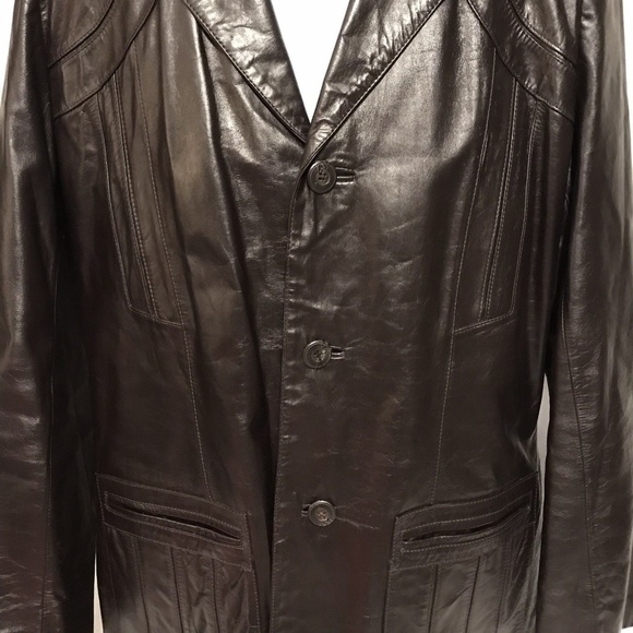 Vintage Berman's Brown Leather Coat Men's Sz 44 - Picture 8 of 8